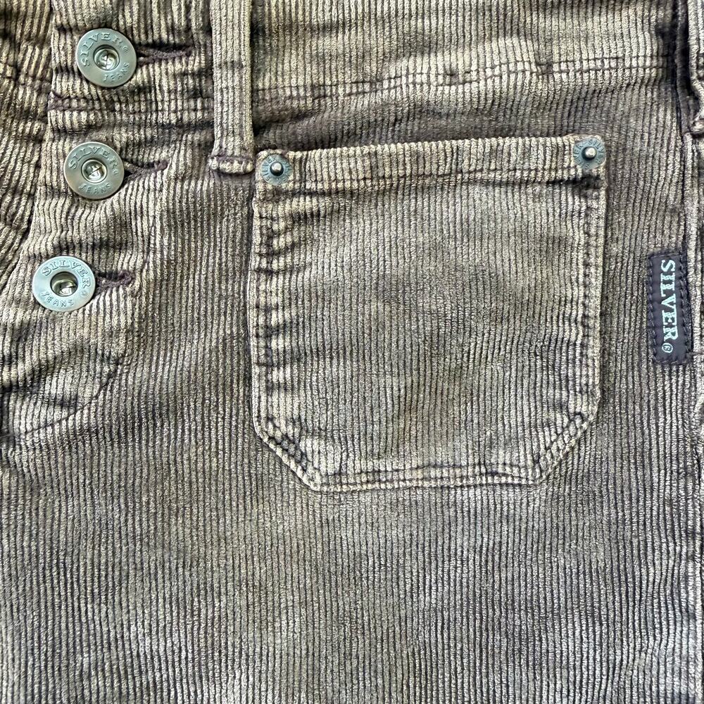 Silver Jeans Co Brown Corduroy Flare Pants Low‑Rise Button Fly Women’s 29 - Picture 5 of 10